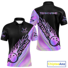 Load image into Gallery viewer, Custom Hologram Flame Strike Bowling Polo Shirts For Men, Bowling Team Bowler Outfit IPHW9858