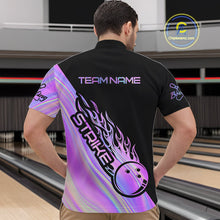 Load image into Gallery viewer, Custom Hologram Flame Strike Bowling Quarter-Zip Shirts For Men, Bowling Team Bowler Outfit IPHW9858