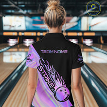 Load image into Gallery viewer, Custom Hologram Flame Strike Bowling Women Quarter-Zip Shirt, Bowling Team Bowler Outfit IPHW9858