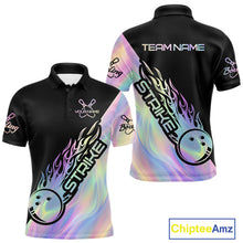 Load image into Gallery viewer, Custom Hologram Flame Strike Bowling Polo Shirts For Men, Bowling Team Bowler Outfit IPHW9860
