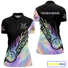 Load image into Gallery viewer, Custom Hologram Flame Strike Bowling Women Quarter-Zip Shirt, Bowling Team Bowler Outfit IPHW9860
