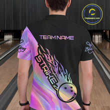 Load image into Gallery viewer, Custom Hologram Flame Strike Bowling Polo Shirts For Men, Bowling Team Bowler Outfit IPHW9861