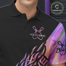 Load image into Gallery viewer, Custom Hologram Flame Strike Bowling Polo Shirts For Men, Bowling Team Bowler Outfit IPHW9861