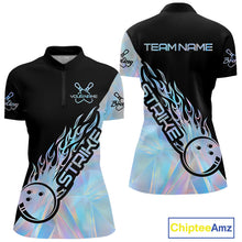 Load image into Gallery viewer, Custom Hologram Flame Strike Bowling Women Quarter-Zip Shirt, Icy Crystal Bowling Shirt IPHW9862