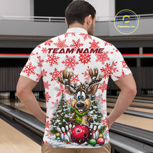 Load image into Gallery viewer, Custom Cute Funny Reindeer Christmas Bowling Men Quarter-Zip Shirts, Xmas Team Bowling Shirt IPHW10113