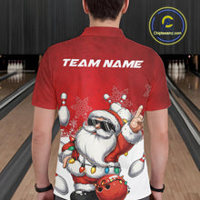 Load image into Gallery viewer, Custom Funny Santa Claus Christmas Bowling Men Polo Shirts, Xmas Team Bowling Outfit IPHW10116
