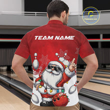 Load image into Gallery viewer, Custom Funny Santa Claus Christmas Bowling Men Quarter-Zip Shirts, Xmas Team Bowling Outfit IPHW10116