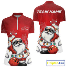 Load image into Gallery viewer, Custom Funny Santa Claus Christmas Bowling Women Quarter-Zip Shirts, Xmas Bowling Outfit IPHW10116