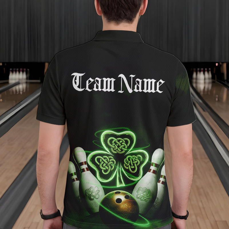 Custom Celtic Saint Patricks Day Bowling Polo Shirts For Men, Bowling Tournament Shirt IPHW8592