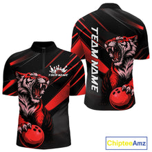 Load image into Gallery viewer, Custom Black And Red Tiger Bowling Team Men Shirt, Bowling League Shirt Bowler Uniform IPHW10775