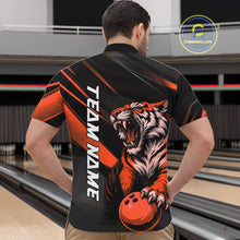 Load image into Gallery viewer, Custom Black And Orange Tiger Bowling Team Men Shirt, Bowling League Shirt Bowler Uniform IPHW10776