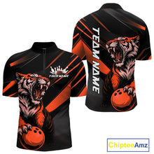 Load image into Gallery viewer, Custom Black And Orange Tiger Bowling Team Men Shirt, Bowling League Shirt Bowler Uniform IPHW10776