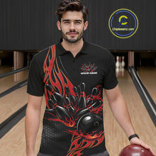 Load image into Gallery viewer, Custom Red Flame Bowling Men Polo Shirt, Team Jerseys Bowling League Shirt IPHW11281