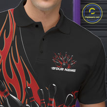 Load image into Gallery viewer, Custom Red Flame Bowling Men Polo Shirt, Team Jerseys Bowling League Shirt IPHW11281