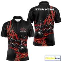 Load image into Gallery viewer, Custom Red Flame Bowling Men Polo Shirt, Team Jerseys Bowling League Shirt IPHW11281