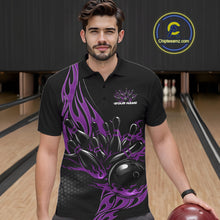 Load image into Gallery viewer, Custom Purple Flame Bowling Men Polo Shirt, Team Jerseys Bowling League Shirt IPHW11283