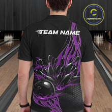 Load image into Gallery viewer, Custom Purple Flame Bowling Men Polo Shirt, Team Jerseys Bowling League Shirt IPHW11283