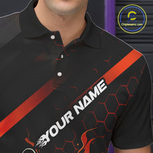 Load image into Gallery viewer, Custom Black And Orange Flame Bowling Shirts For Men, Bowling Team Bowling League Shirts IPHW7508