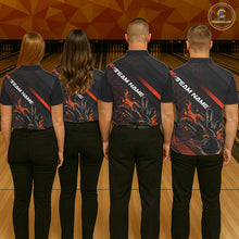 Load image into Gallery viewer, Custom Black And Orange Flame Bowling Shirts For Men, Bowling Team Bowling League Shirts IPHW7508