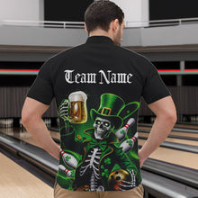 Load image into Gallery viewer, Custom Funny St Patricks Day Leprechaun Skull With Beer Bowling Team Quarter-Zip Shirts Team Outfit IPHW8603