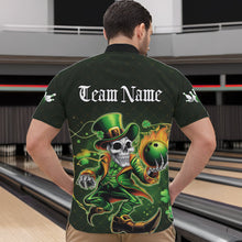Load image into Gallery viewer, Custom Funny St Patricks Day Leprechaun Skull Bowling Team Quarter-Zip Shirts, Tournament Outfits IPHW8605