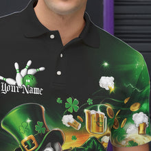 Load image into Gallery viewer, Custom Funny St Patricks Day Leprechaun Skull With Beer Bowling Team Polo Shirts Team Outfit IPHW8606