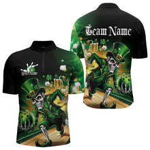 Load image into Gallery viewer, Custom Funny St Patricks Day Leprechaun Skull With Beer Bowling Team Quarter-Zip Shirts Team Outfit IPHW8606