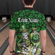 Load image into Gallery viewer, Custom Funny Saint Patricks Day Skull And Beer Bowling Polo Shirt For Men, Lucky Team Shirt IPHW8607
