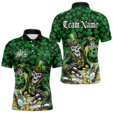 Load image into Gallery viewer, Custom Funny Saint Patricks Day Skull And Beer Bowling Polo Shirt For Men, Lucky Team Shirt IPHW8607