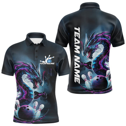 Custom Futuristic Style Dragon Bowling Polo Shirts For Men, Dragon Bowling Outfits IPHW8914