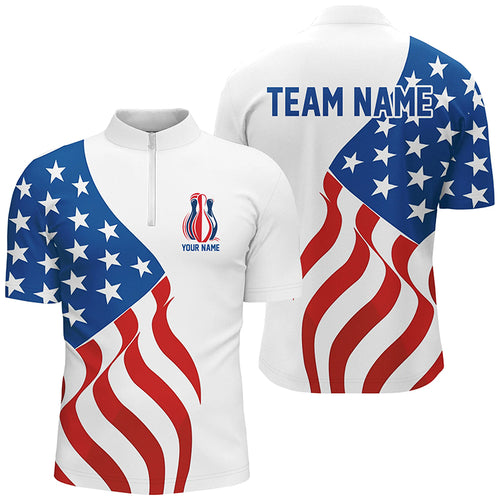 American Flag Bowling Pins Custom Bowling Team Shirts Men And Women, Patriotic Bowling Jerseys IPHW6610