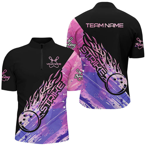 Pink And Purple Custom Bowling Shirts For Men, Bowling Team Shirts Bowling Strike IPHW7157