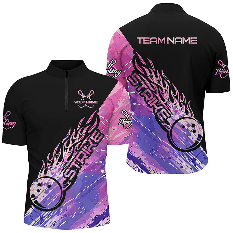 Pink And Purple Custom Bowling Shirts For Men, Bowling Team Shirts Bowling Strike IPHW7157