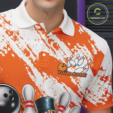 Load image into Gallery viewer, Custom Orange Turkey Bowling Men Polo Shirts, Funny Thanksgiving Bowling Team Shirts IPHW9718