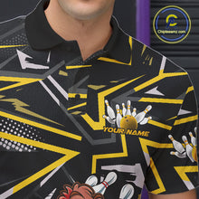 Load image into Gallery viewer, Custom Funny Turkey Bowling Jerseys, Yellow Thanksgiving Bowling Team Men Polo Shirt IPHW9722