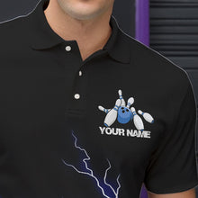 Load image into Gallery viewer, Blue Thunder Lightning Bowling Wings Custom Bowling Team Polo Shirts For Men IPHW8393