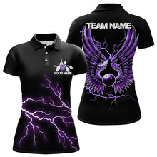 Load image into Gallery viewer, Purple Thunder Lightning Bowling Wings Custom Bowling Team Polo Shirts For Women IPHW8395