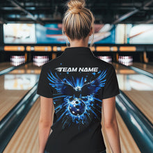 Load image into Gallery viewer, Black And Blue Eagle Break Glass Custom Bowling Quarter-Zip Shirts For Women Team Shirt IPHW8398