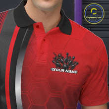 Load image into Gallery viewer, Custom Red Flame Bowling Jerseys, Bowling Team Men Polo Shirt Bowlers Outfit IPHW11314