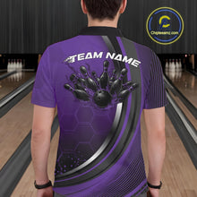 Load image into Gallery viewer, Custom Purple Flame Bowling Jerseys, Bowling Team Men Polo Shirt Bowlers Outfit IPHW11316