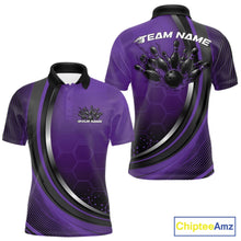 Load image into Gallery viewer, Custom Purple Flame Bowling Jerseys, Bowling Team Men Polo Shirt Bowlers Outfit IPHW11316
