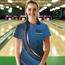 Load image into Gallery viewer, Custom Blue Flame Bowling Jerseys, Bowling Team Women Polo Shirt Bowlers Outfit IPHW11317