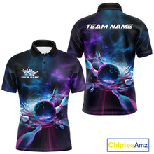 Load image into Gallery viewer, Custom Galaxy Bowling Polo Shirts For Men, Holographic Bowling Team Shirt IPHW9502