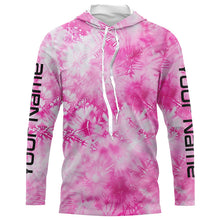 Load image into Gallery viewer, Pink Shibori Tie Dye Camo Long Sleeve Uv Protection Fishing Shirts, Personalized Fishing Jersey IPHW7188