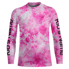 Load image into Gallery viewer, Pink Shibori Tie Dye Camo Long Sleeve Uv Protection Fishing Shirts, Personalized Fishing Jersey IPHW7188