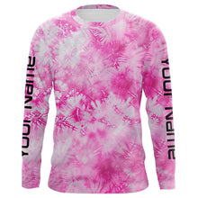 Load image into Gallery viewer, Pink Shibori Tie Dye Camo Long Sleeve Uv Protection Fishing Shirts, Personalized Fishing Jersey IPHW7188