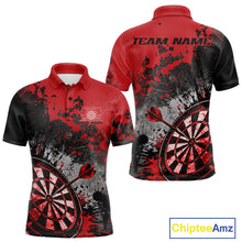 Load image into Gallery viewer, Custom Black And Red Splatter Dart Men Polo Shirt, Grunge Style Dart Team Jerseys IPHW10053