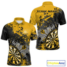 Load image into Gallery viewer, Custom Black And Yellow Splatter Dart Men Polo Shirt, Grunge Style Dart Team Jerseys IPHW10056