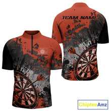 Load image into Gallery viewer, Custom Black And Orange Splatter Dart Men Quarter-Zip Shirt, Grunge Style Dart Team Jerseys IPHW10057