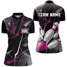 Load image into Gallery viewer, Pink Thunder Lightning Custom Bowling Team Shirts For Women, Strike Bowling Jerseys IPHW6468